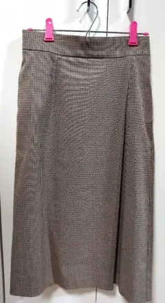 ユニクロ　チェック柄タイトスカート ブラウン系