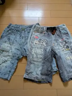F.O.kidsのデニムハーフパンツ ダメージ加工 130　おまけ付