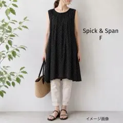 Spick & Span ドットFシフォン ノースリーブチュニック 黒 ゆったりのサムネイル