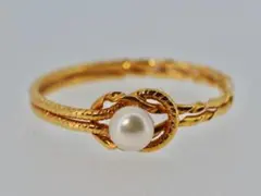 ゴールドカラー 天然パール付きリング