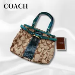 COACH コーチ ハンドバッグ 6383 ハンプトンズ シグネチャー ブラウン 