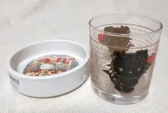 ハローキティ ガラスカップと皿灰セット
