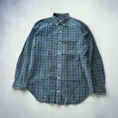 ラルフローレン チェック BDシャツ ブラックウォッチ 刺繍ロゴ XL相当