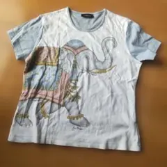 象のイラスト 半袖Tシャツ 水色ジムトンプソン