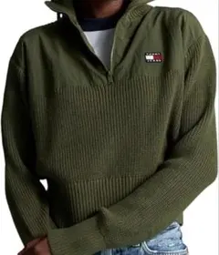 TOMMY JEANS オリーブグリーン ニット Mサイズ