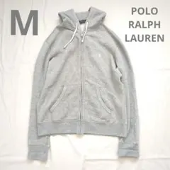 ポロラルフローレンМライトグレー裏フリースフルジップパーカートレーナー古着
