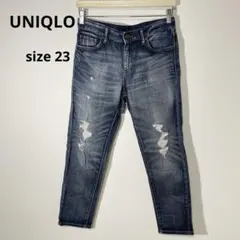 【美品M】UNIQLO ユニクロ　ジーパン　ジーンズ　ダメージ加工　レディース