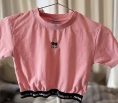 ANAPgirl 猫刺繍 ピンク クロップドTシャツ　まとめ買い割引あり