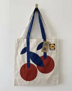 【最安】LiDL（リドル）さくらんぼ柄エコバッグ／大サイズ・コットン製のサムネイル