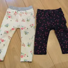 【美品】花柄とハート柄のパンツ2枚セット　ＧＡＰ　西松屋