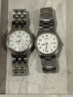 【SEIKO2本組】希少シェル文字盤 & 定番スピリット 腕周り18cm 稼働品