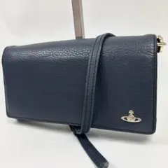 ヴィヴィアンウエストウッド ショルダーウォレット 長財布 オーブ ネイビー