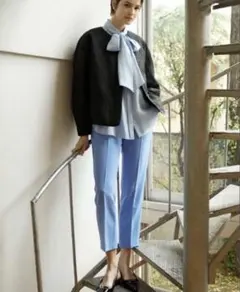 Mila Owen センタープレス後ゴムテーパードパンツ