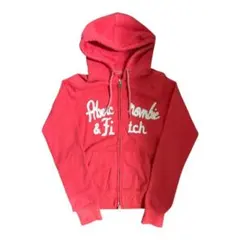 Abercrombie&Fitch ダブルジップパーカー 短丈　ピンク系