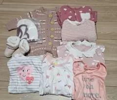 ベビー服 ロンパース・カバーオールセット ピンク系 70-80