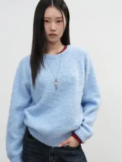 希少タグ付き【ジェネラルアイデア】ヘアリーニットプルオーバー　ブルー　男女兼用