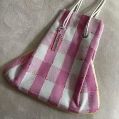 charmantsac ツイード トートバッグ ピンク チェック（裏地 黄緑 