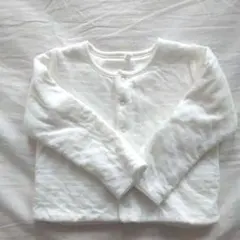 <プチバトー>ホワイトカーディガン 12m/74cm