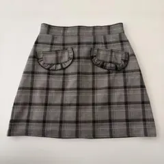エブリン チェック柄 ミニスカート フリルポケット付き