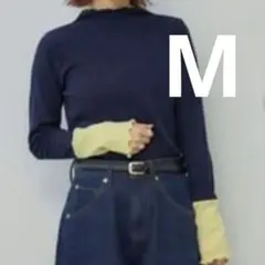 田中里奈　配色プルオーバー　ネイビー　イエロー　M