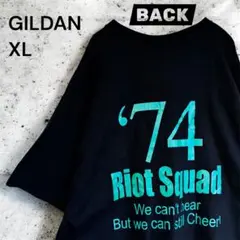 GILDAN XL Tシャツ ブラック　半袖　ターコイズ　ビッグサイズ　US古着