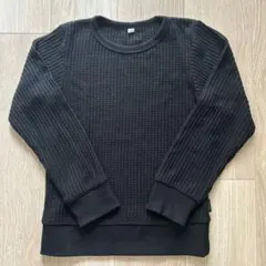 ワッフル　カットソー　140 黒