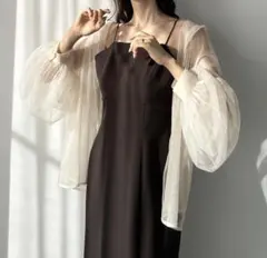 【Louere / ルエレ】 チュールボリュームスリーブシアーシャツ Mのサムネイル