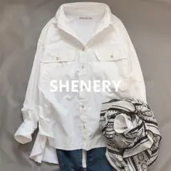 SHENERY オーバーシャツ コットン 綿 白 36 長袖のサムネイル