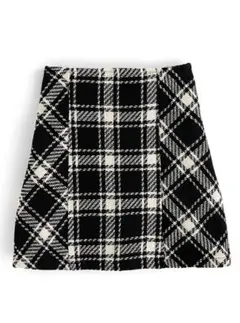 GRL バックリボンツイードチェックミニスカート［gm699］Sサイズ ブラック