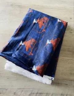 新品　ネイビー　絵画柄　ハギレ　ハンドメイド　200cm