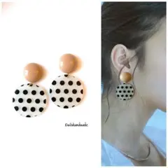 【No.397】ハンドメイド　ピアス　イヤリング　上品　大人可愛い　ドット　春