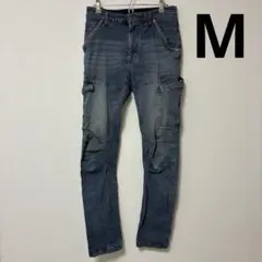 ワークマン　メンズ　ストレッチ　デニム　パンツ　作業着　M ブルー　スキニー