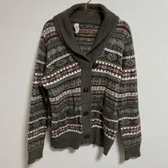 【 L 】ノルディック柄 ニットカーディガン アウター