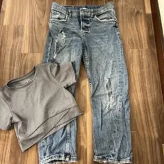 ZARA ダメージデニム　Tシャツ　セットのサムネイル
