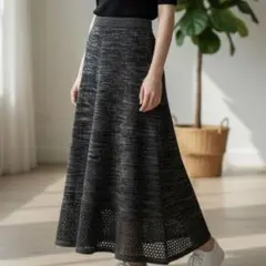 美品 MC SISTER（エムシーシスター）ロングスカート M～L 黒 裾透かし