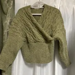 select MOCA クロップドカシュクールニット　オリーブ