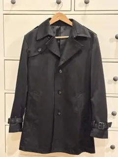 美品　コムサイズム　黒 トレンチコート メンズ　Mサイズ