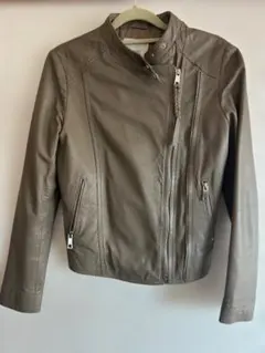 グレー レザージャケット シングルライダース