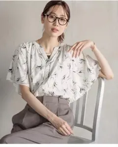 GLOBAL WORK グローバルワーク　さらさらリラックスプリントブラウス　M