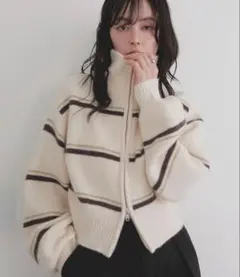 マルチボーダーダブルジッププルオーバー ボーダーニット カーディガン