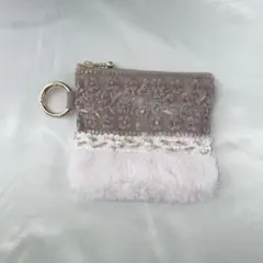 花柄インド刺繍リボンファーポーチ