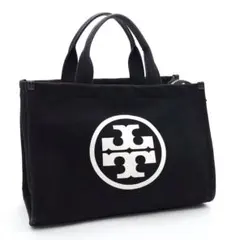 Tory Burch エラ キャンバス トートバッグ　ブラック ダブルTのサムネイル