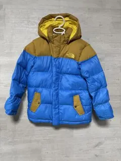 ノースフェイス キッズ130 ダウンジャケット 青/茶色 学校 お出かけ 通学