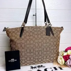 極美品☆COACHコーチ トートバッグ ブラウン シグネチャー キャンバス