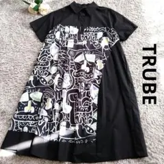 【TRUBE】　アートグラフィック 半袖シャツワンピース　大きいサイズ