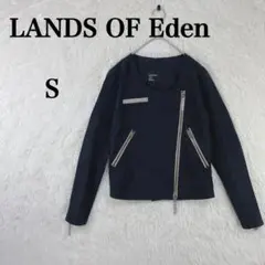 【ランズオブエデン】ノーカラージャケット S ブラック アシンメトリージップのサムネイル