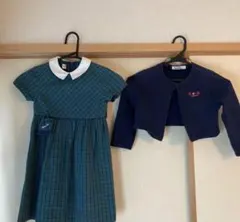 ファミリア フォーマル ワンピース ボレロ ツーピース セットアップ 緑チェック