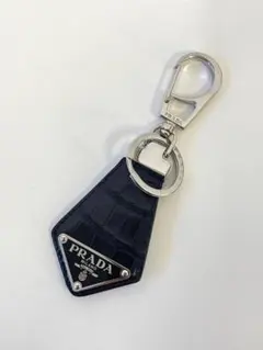 PRADA プラダ★トライアングルロゴプレートクロコダイルレザーキーリング