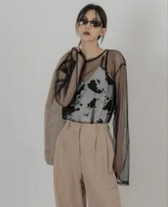 【完売品】Followin ポイントカラーシースルーロングTシャツのサムネイル