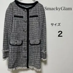 ツィード　ジャケット　コート　黒　セレモニー　フォーマル　ノーカラー